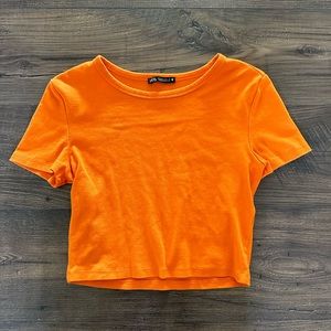 orange zara cropped t shirt size medium